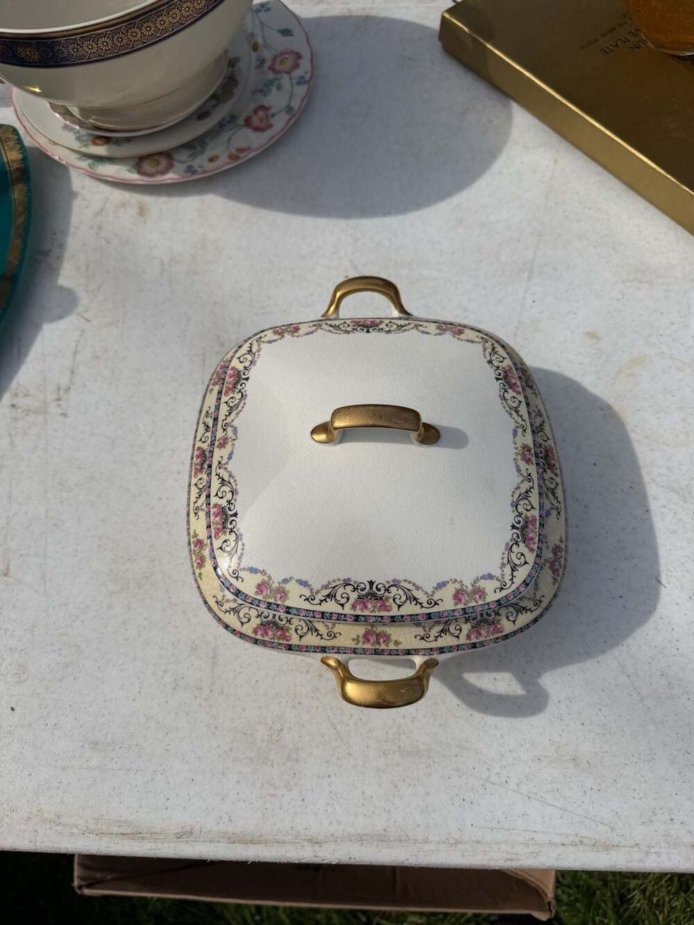 Antique Vignaud Limoges VIG3 Pink Rose 7 5/8" Square Vegetable ...,